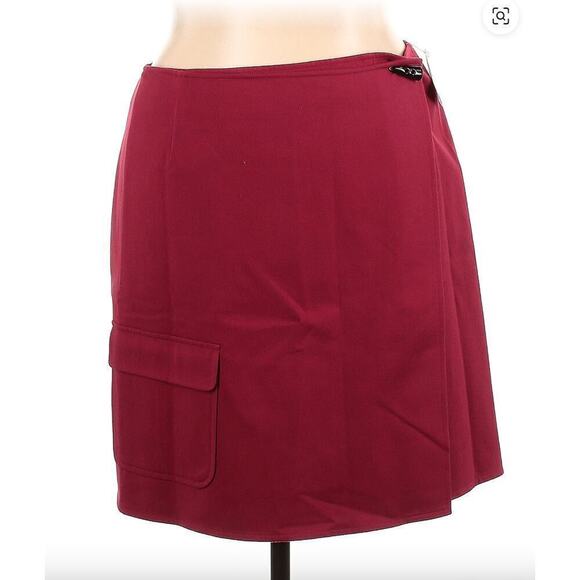 Talbots Dresses & Skirts - Talbots Skirt Burgundy Cargo Wrap Y2K Style Short w/ Pocket Gorpcore Size 16